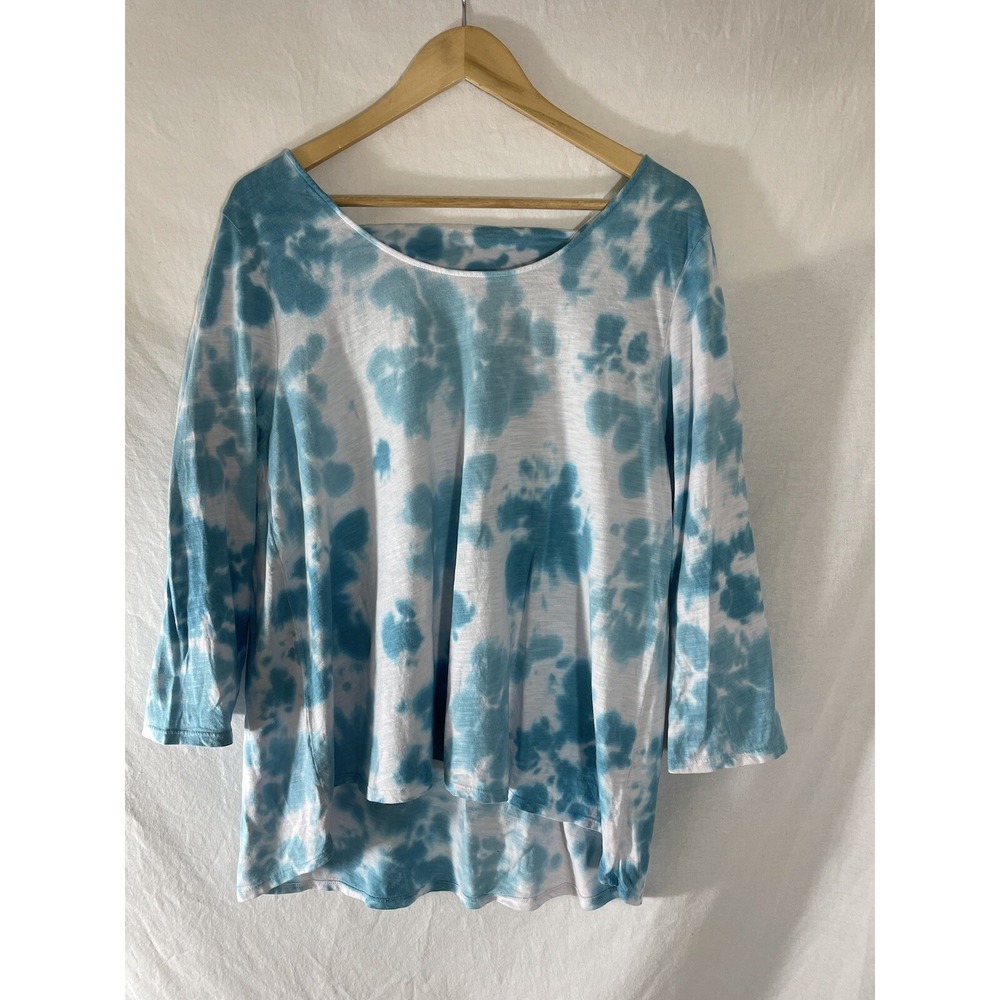 Soft Surroundings Top Womens Large L Tie Dye Tunic 3/4 Sleeve